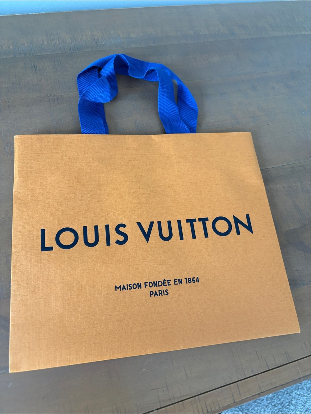 Louis Vuitton Shopping Bag with Blue Handles